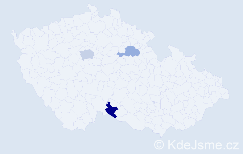 Příjmení: 'Rejchl', počet výskytů 5 v celé ČR
