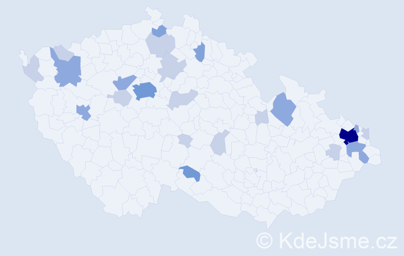 Příjmení: 'Majcher', počet výskytů 49 v celé ČR