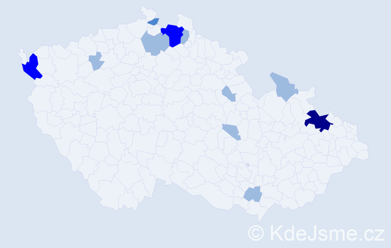 Příjmení: 'Buga', počet výskytů 19 v celé ČR