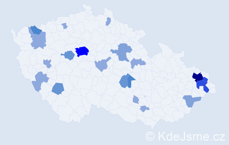 Příjmení: 'Marcinko', počet výskytů 57 v celé ČR