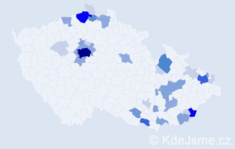 Příjmení: 'Macharová', počet výskytů 102 v celé ČR