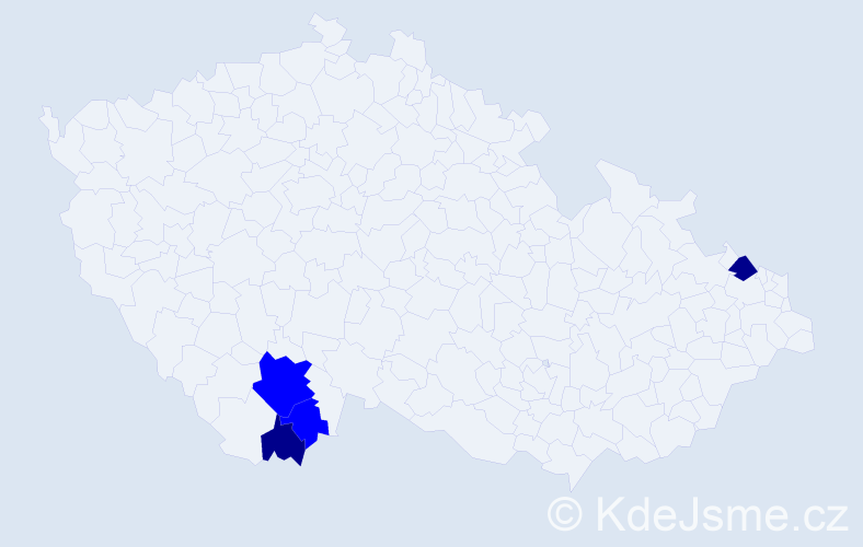 Příjmení: 'Naster', počet výskytů 6 v celé ČR