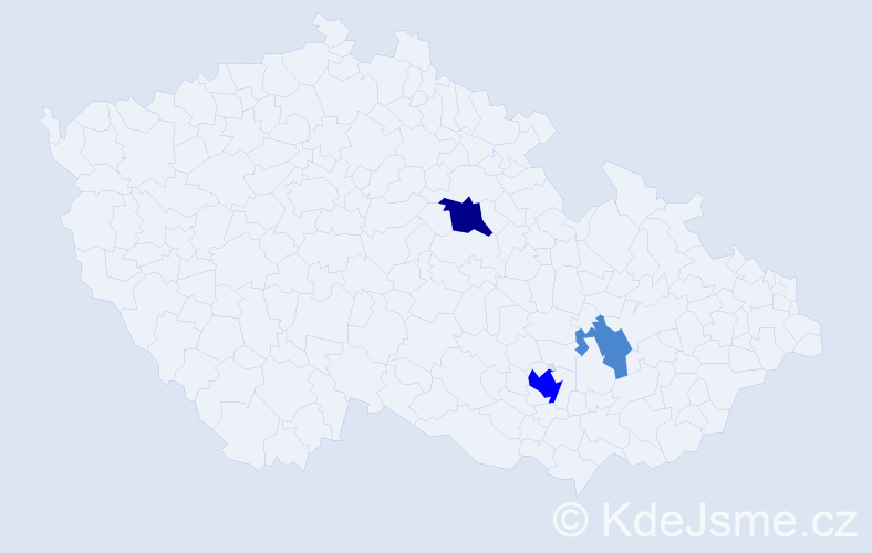 Příjmení: 'Kavička', počet výskytů 6 v celé ČR