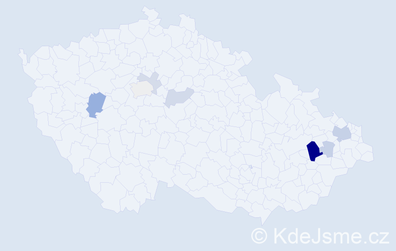 Příjmení: 'Vyková', počet výskytů 18 v celé ČR