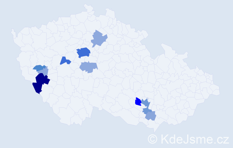 Příjmení: 'Baštař', počet výskytů 41 v celé ČR