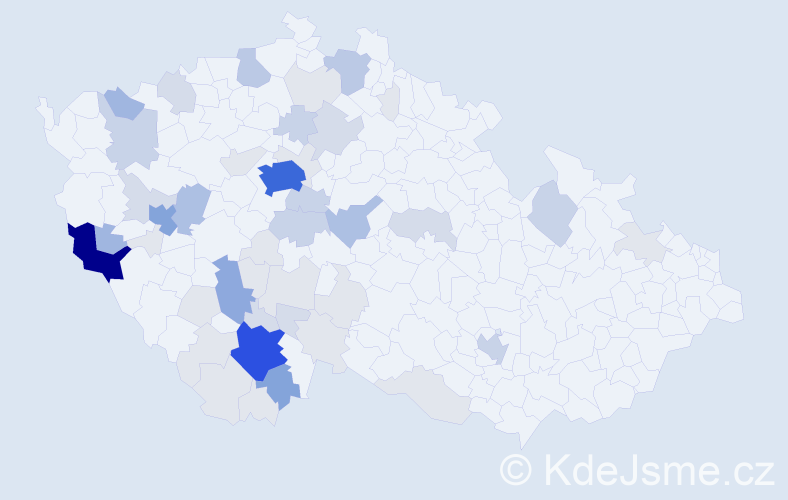 Příjmení: 'Konopová', počet výskytů 182 v celé ČR