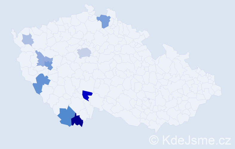 Příjmení: 'Helm', počet výskytů 23 v celé ČR