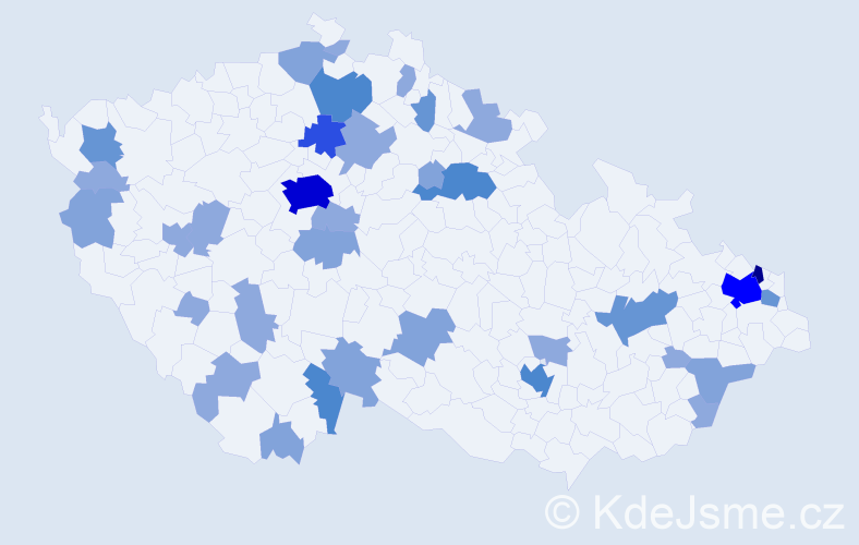 Příjmení: 'Buday', počet výskytů 84 v celé ČR