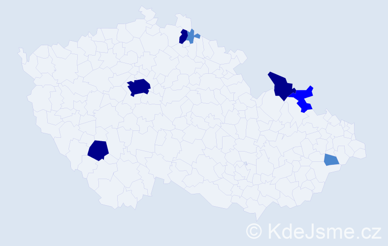 Příjmení: 'Tesár', počet výskytů 16 v celé ČR