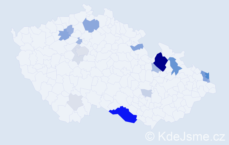 Příjmení: 'Ivanovič', počet výskytů 64 v celé ČR