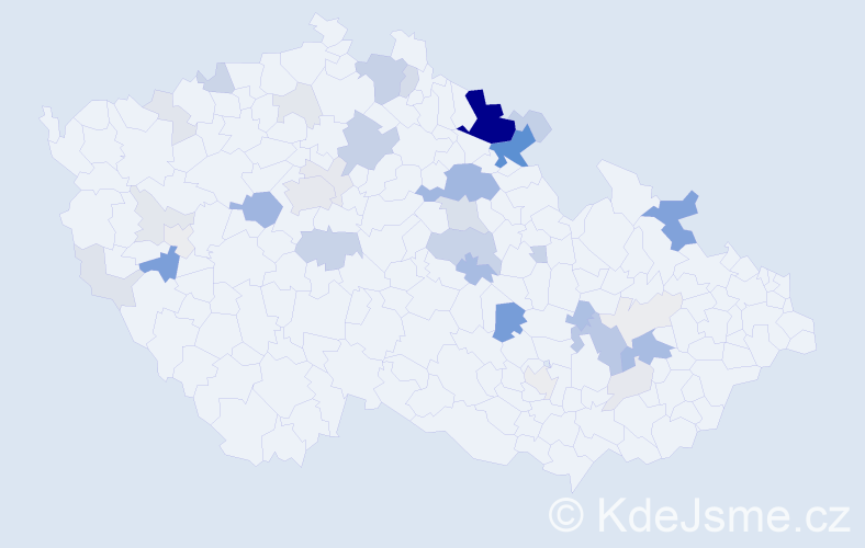 Příjmení: 'Kadaník', počet výskytů 153 v celé ČR