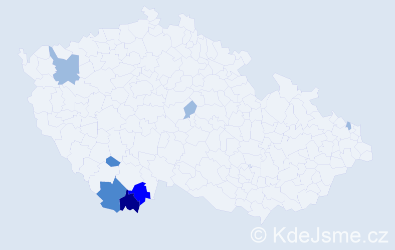 Příjmení: 'Krenauer', počet výskytů 14 v celé ČR