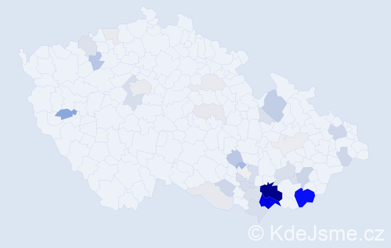 Příjmení: 'Kundrata', počet výskytů 148 v celé ČR