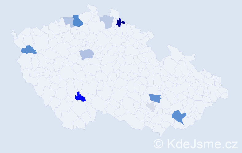 Příjmení: 'Tomičová', počet výskytů 24 v celé ČR