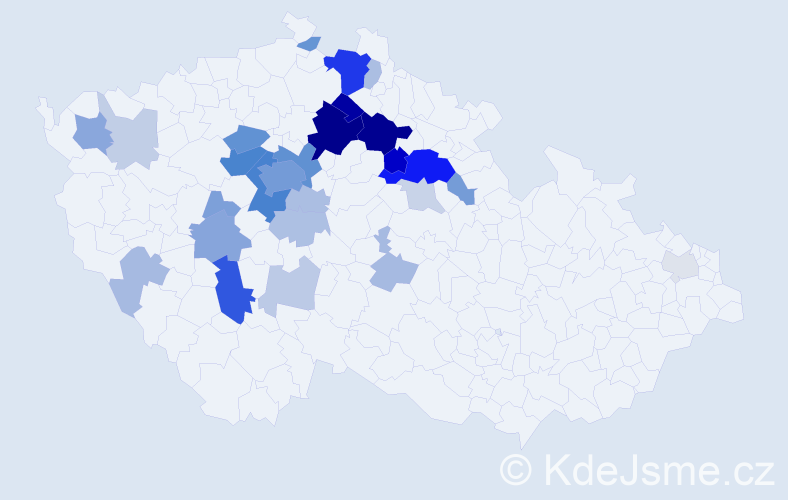 Příjmení: 'Kverková', počet výskytů 105 v celé ČR