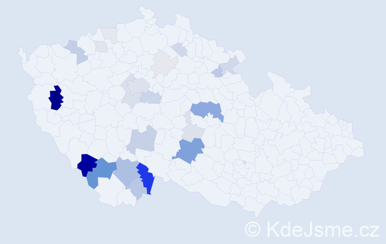 Příjmení: 'Kubašta', počet výskytů 86 v celé ČR