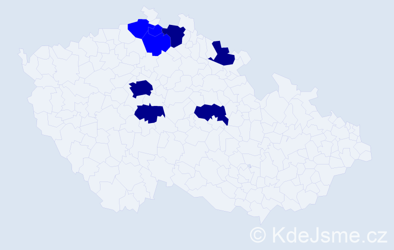 Příjmení: 'Vychroňová', počet výskytů 13 v celé ČR