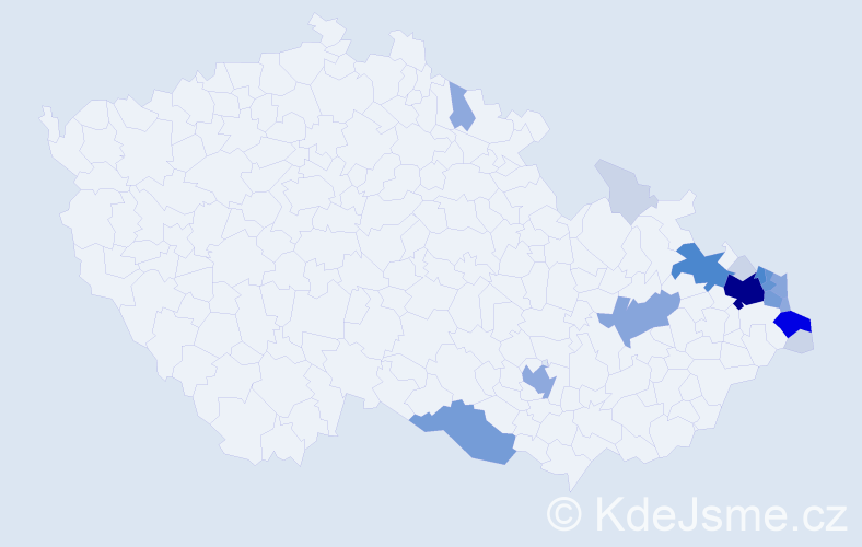 Příjmení: 'Kohutek', počet výskytů 64 v celé ČR