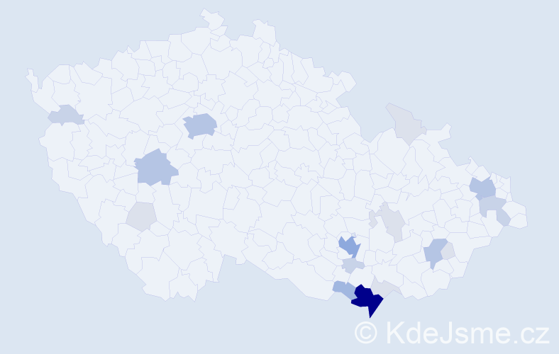 Příjmení: 'Zugárková', počet výskytů 57 v celé ČR