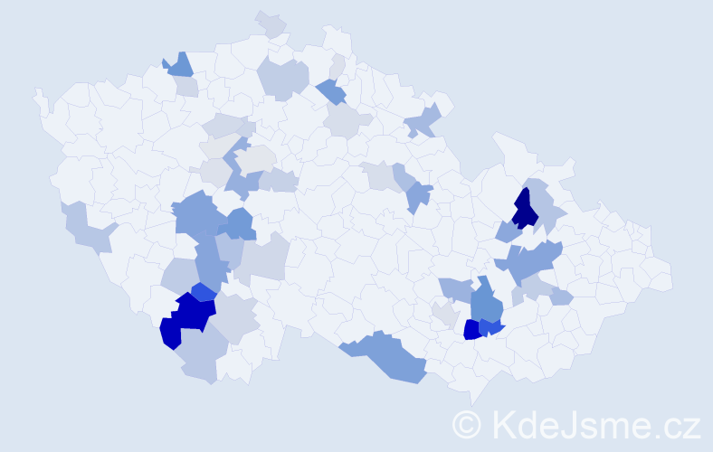 Příjmení: 'Raušer', počet výskytů 155 v celé ČR