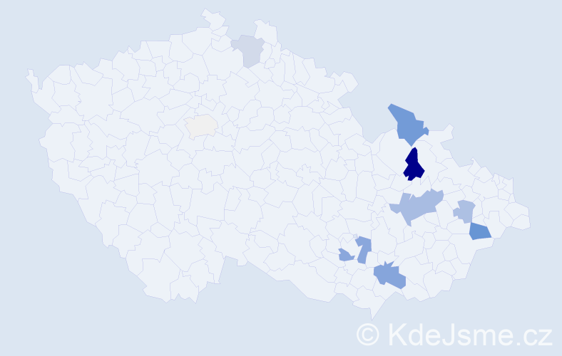 Příjmení: 'Prstková', počet výskytů 31 v celé ČR