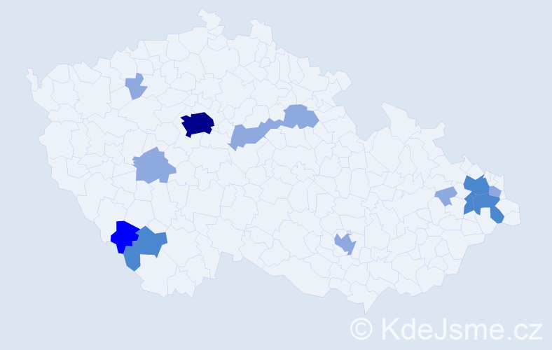 Příjmení: 'Kerekeš', počet výskytů 24 v celé ČR