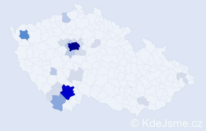 Příjmení: 'Prajer', počet výskytů 61 v celé ČR