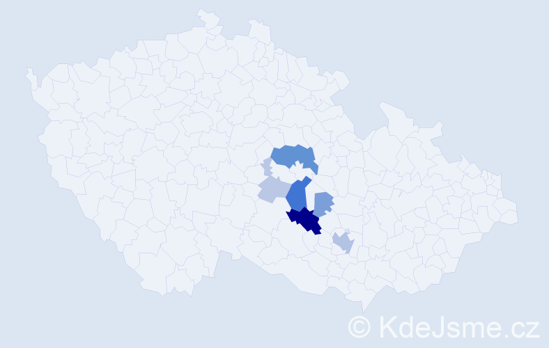 Příjmení: 'Kůpová', počet výskytů 22 v celé ČR