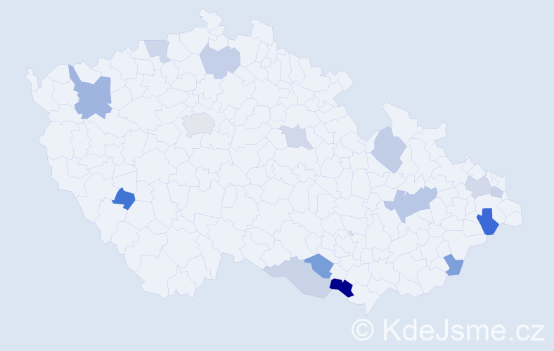Příjmení: 'Bujnová', počet výskytů 23 v celé ČR