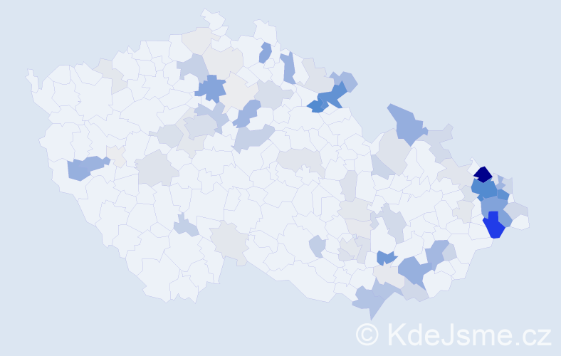 Příjmení: 'Kubina', počet výskytů 363 v celé ČR