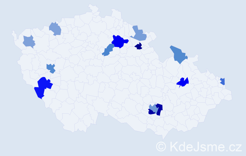 Příjmení: 'Kulawiaková', počet výskytů 23 v celé ČR