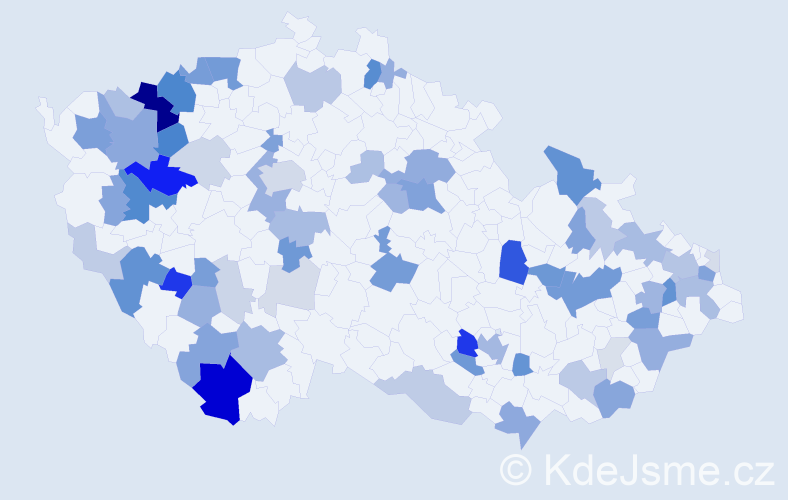 Příjmení: 'Ondrejka', počet výskytů 206 v celé ČR