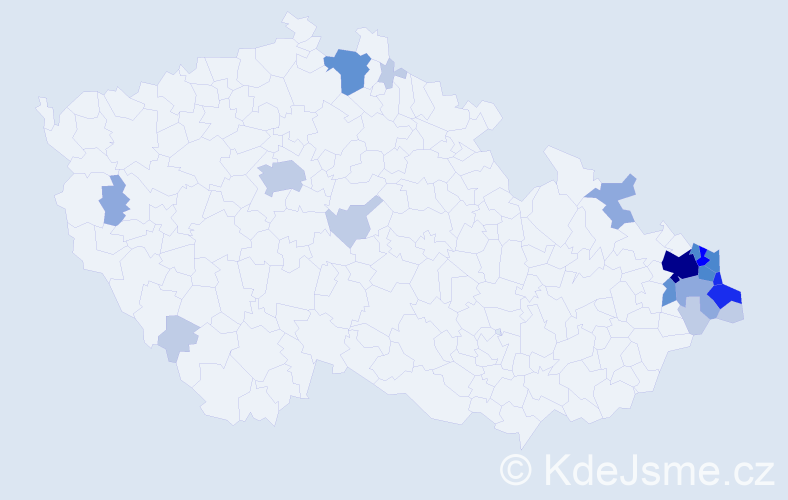 Příjmení: 'Bončková', počet výskytů 67 v celé ČR