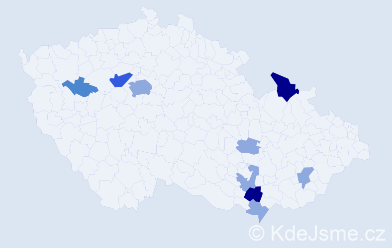Příjmení: 'Novotňák', počet výskytů 21 v celé ČR