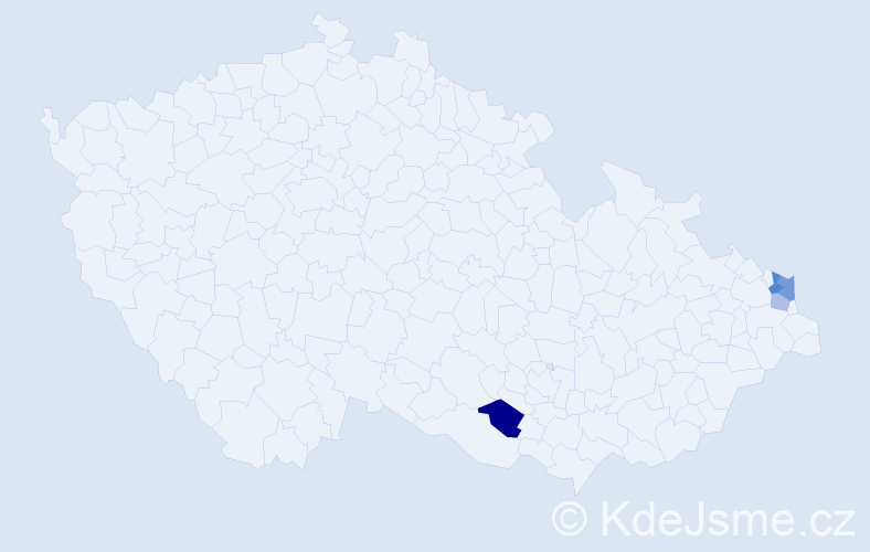 Příjmení: 'Moroń', počet výskytů 7 v celé ČR