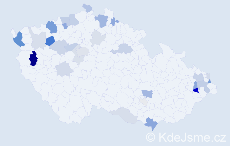 Příjmení: 'Hrivňák', počet výskytů 64 v celé ČR