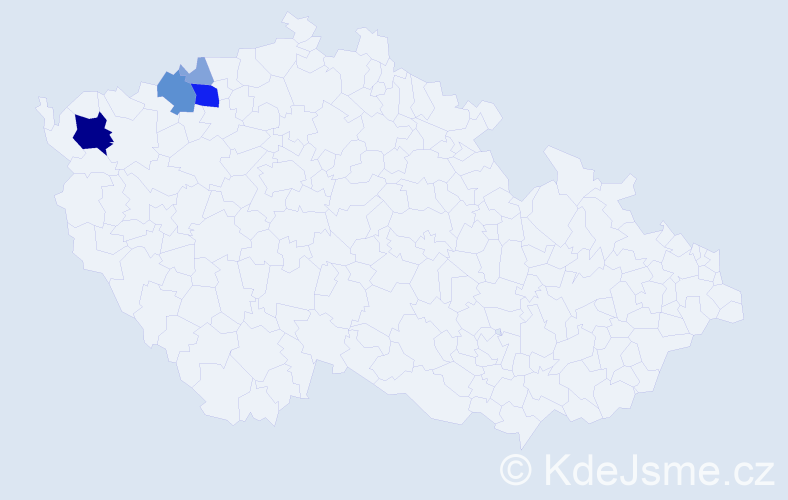 Příjmení: 'Knaf', počet výskytů 16 v celé ČR