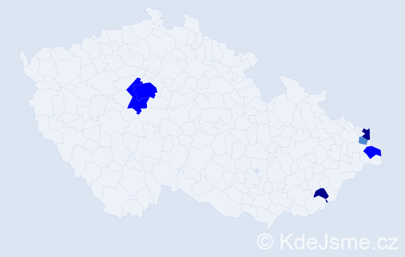 Příjmení: 'Frolešová', počet výskytů 13 v celé ČR