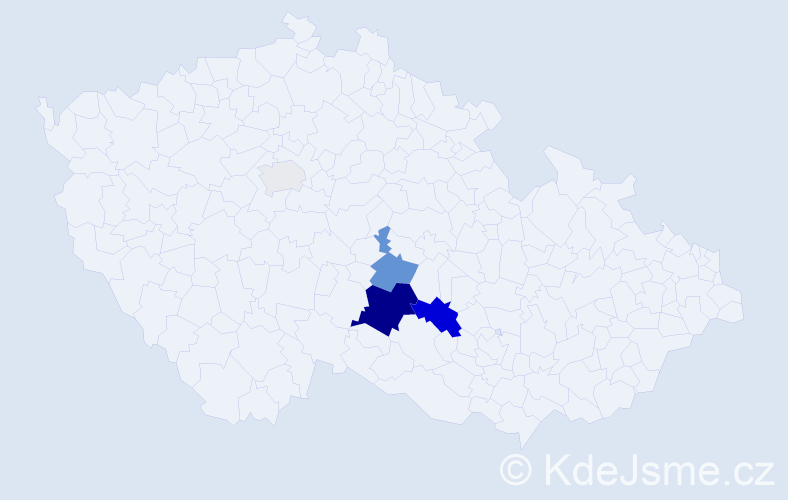 Příjmení: 'Bruknar', počet výskytů 14 v celé ČR