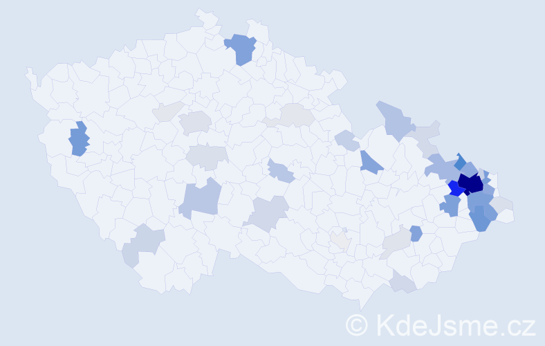 Příjmení: 'Bestová', počet výskytů 170 v celé ČR