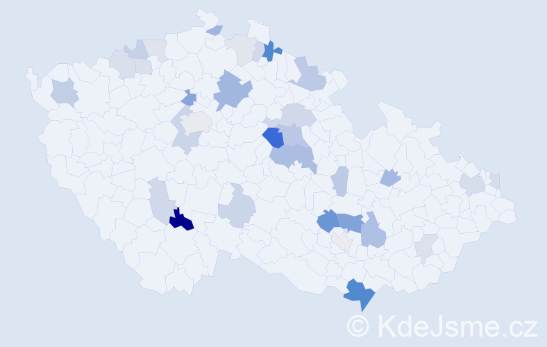 Příjmení: 'Gergely', počet výskytů 68 v celé ČR