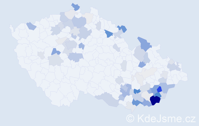 Příjmení: 'Hamšík', počet výskytů 269 v celé ČR