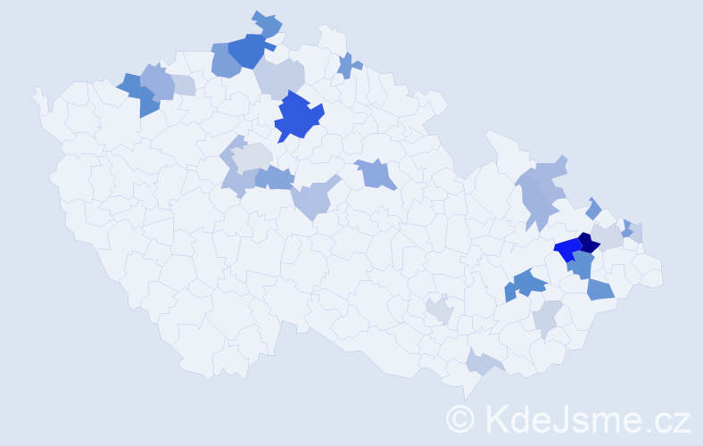 Příjmení: 'Kopčan', počet výskytů 69 v celé ČR