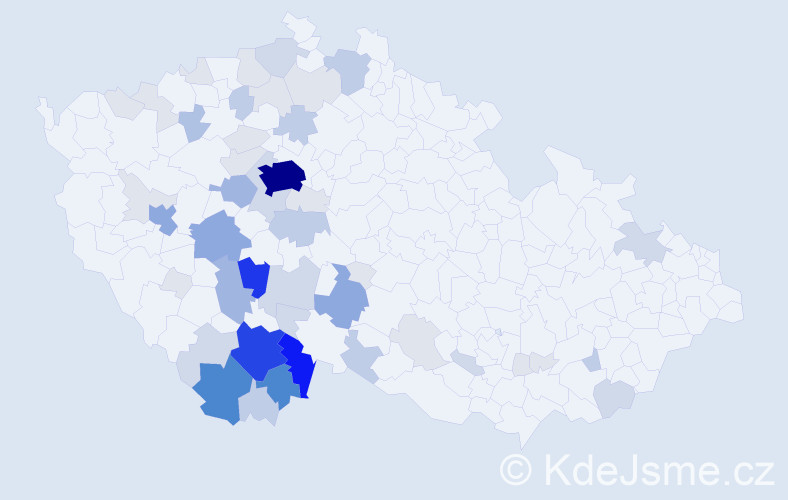 Příjmení: 'Baštýř', počet výskytů 209 v celé ČR
