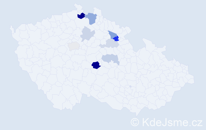 Příjmení: 'Černohub', počet výskytů 18 v celé ČR