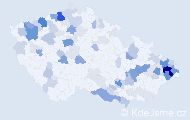 Příjmení: 'Kišová', počet výskytů 313 v celé ČR