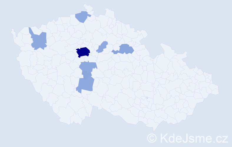 Příjmení: 'Trojášek', počet výskytů 18 v celé ČR