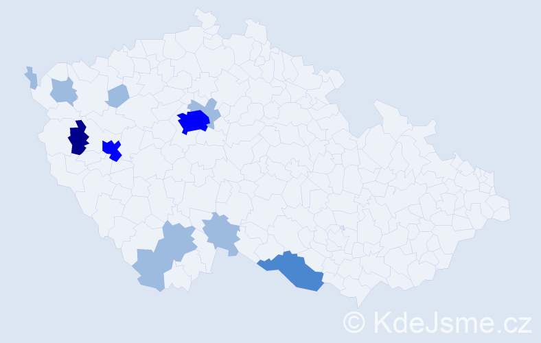 Příjmení: 'Korimová', počet výskytů 19 v celé ČR