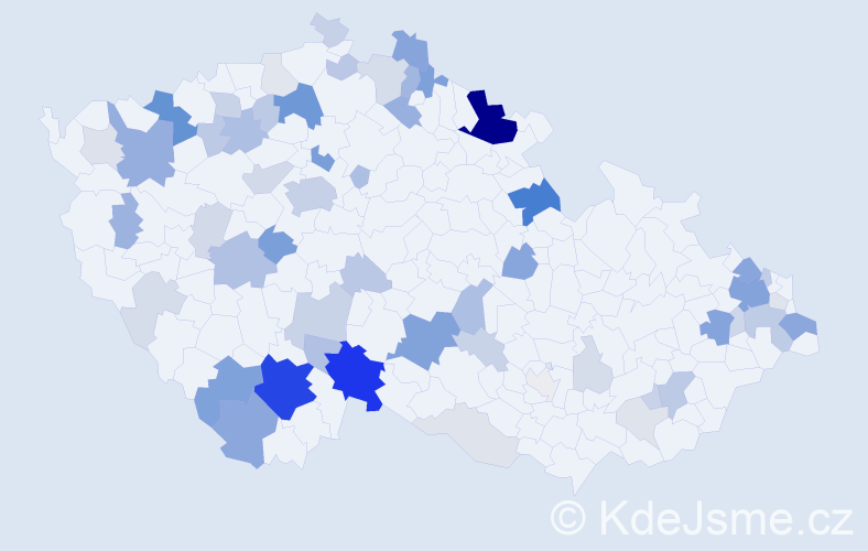 Příjmení: 'Kasper', počet výskytů 200 v celé ČR
