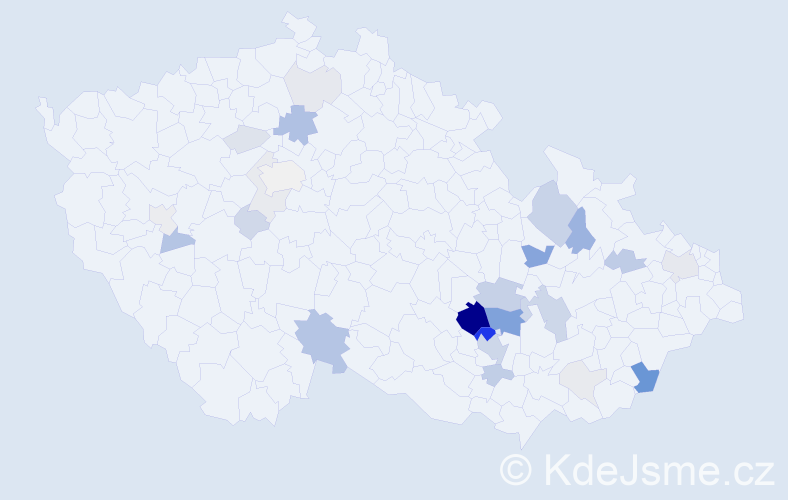 Příjmení: 'Kašparec', počet výskytů 97 v celé ČR